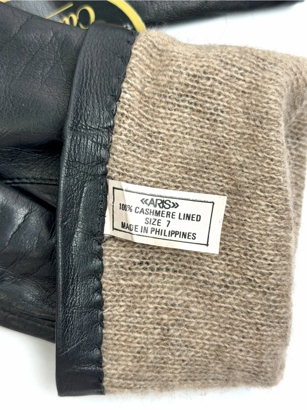 NWT Aris Black Leather Gloves Cashmere Lined Women’s Size 7 Vintage